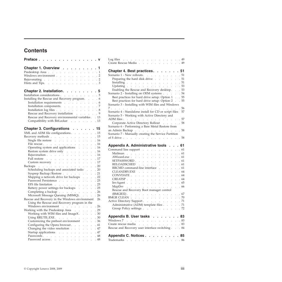 Lenovo ThinkVantage Rescue and Recovery 4.3 (Deployment Guide) User Manual | Page 5 / 96