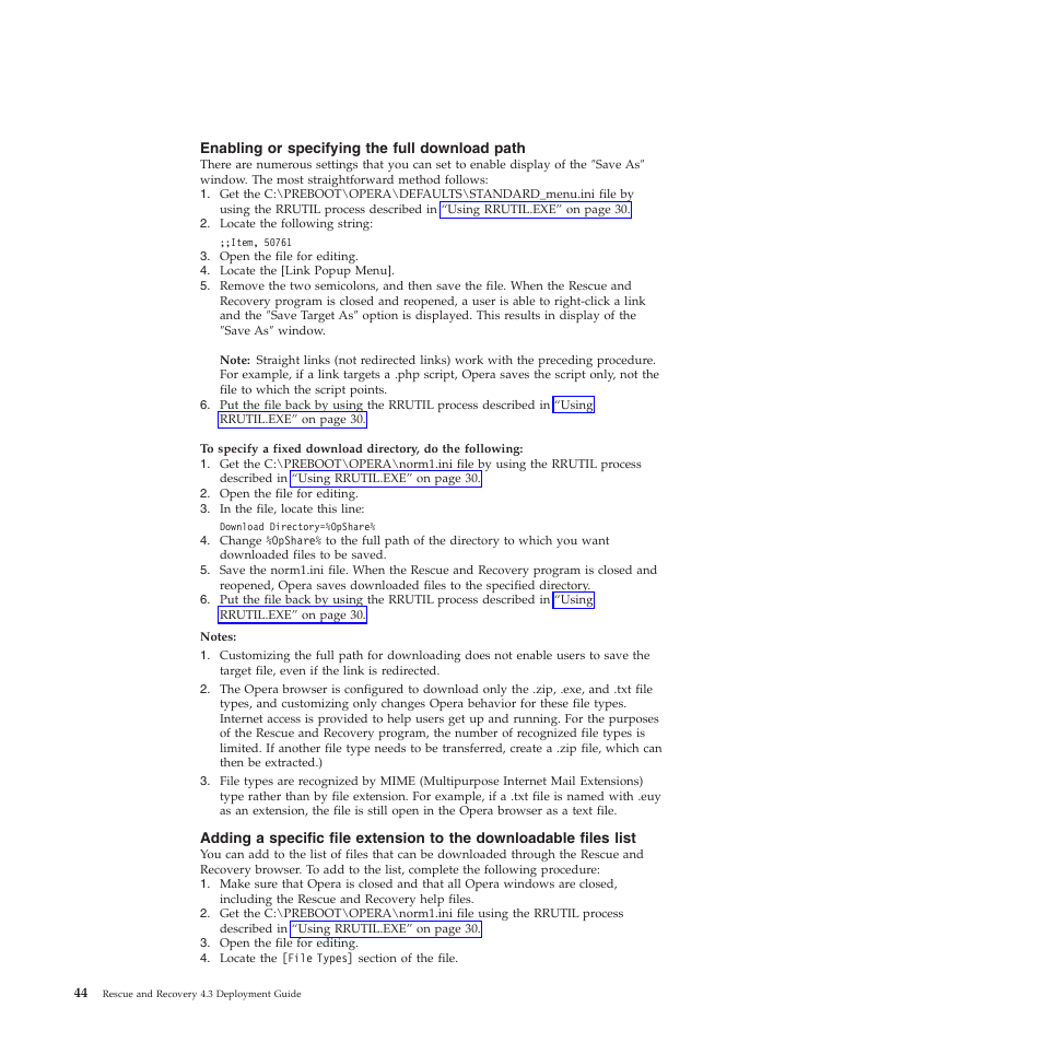 Enabling or specifying the full download path | Lenovo ThinkVantage Rescue and Recovery 4.3 (Deployment Guide) User Manual | Page 52 / 96