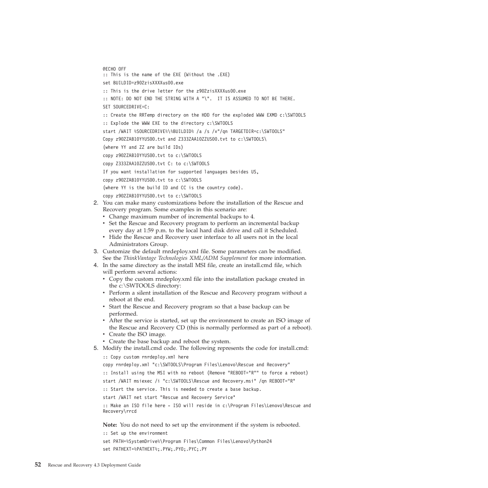 Lenovo ThinkVantage Rescue and Recovery 4.3 (Deployment Guide) User Manual | Page 60 / 96