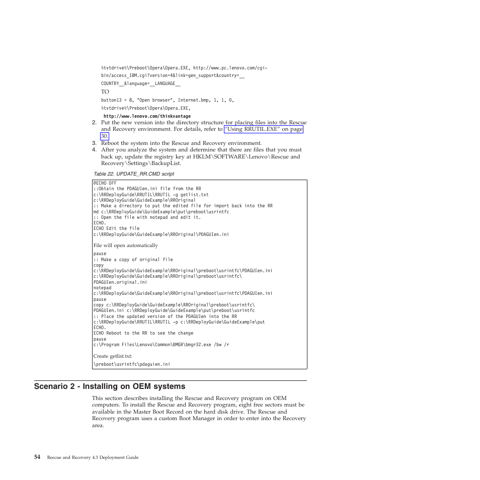 Scenario 2 - installing on oem systems | Lenovo ThinkVantage Rescue and Recovery 4.3 (Deployment Guide) User Manual | Page 62 / 96