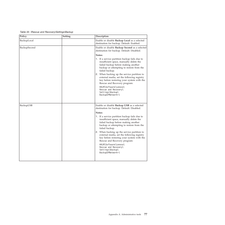 Lenovo ThinkVantage Rescue and Recovery 4.3 (Deployment Guide) User Manual | Page 85 / 96