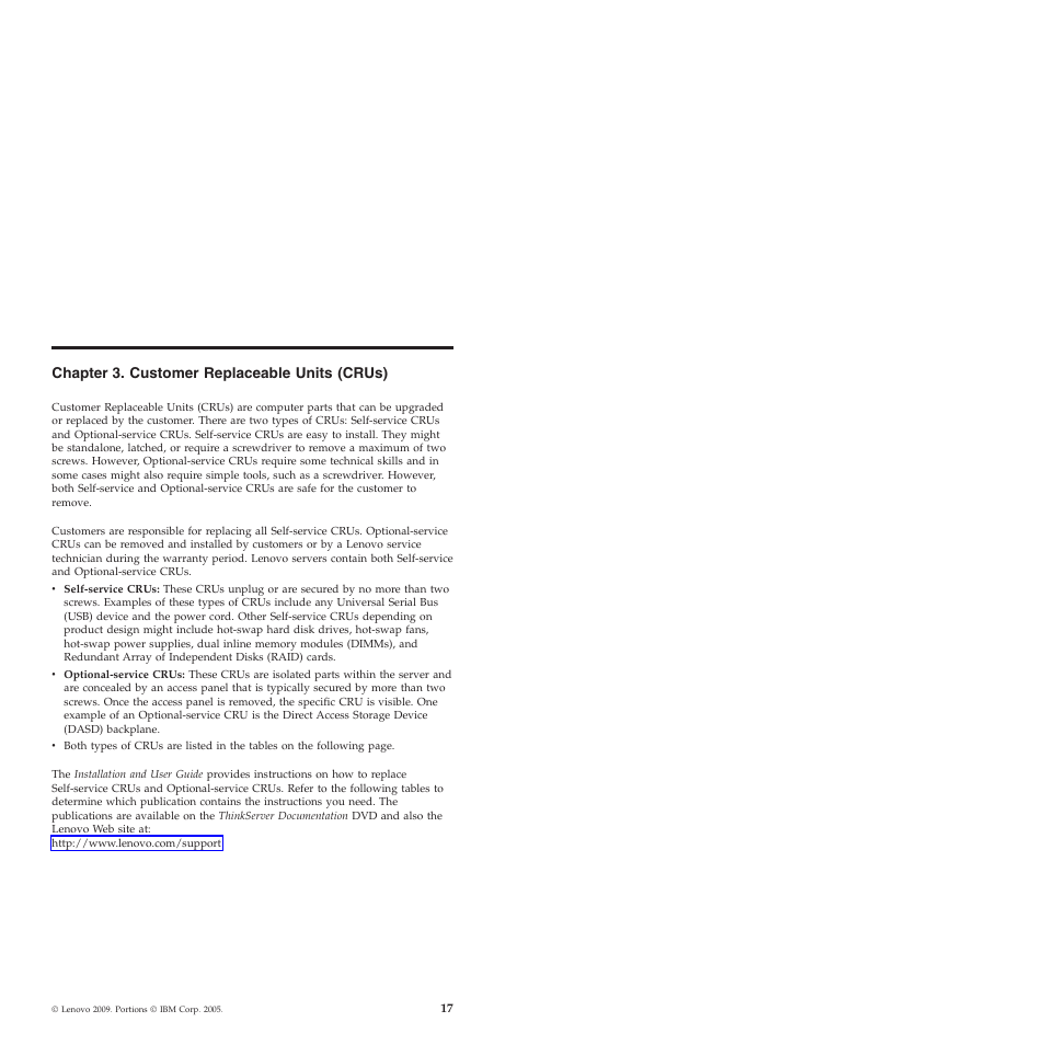 Chapter 3. customer replaceable units (crus) | Lenovo ThinkServer TS200 User Manual | Page 23 / 30
