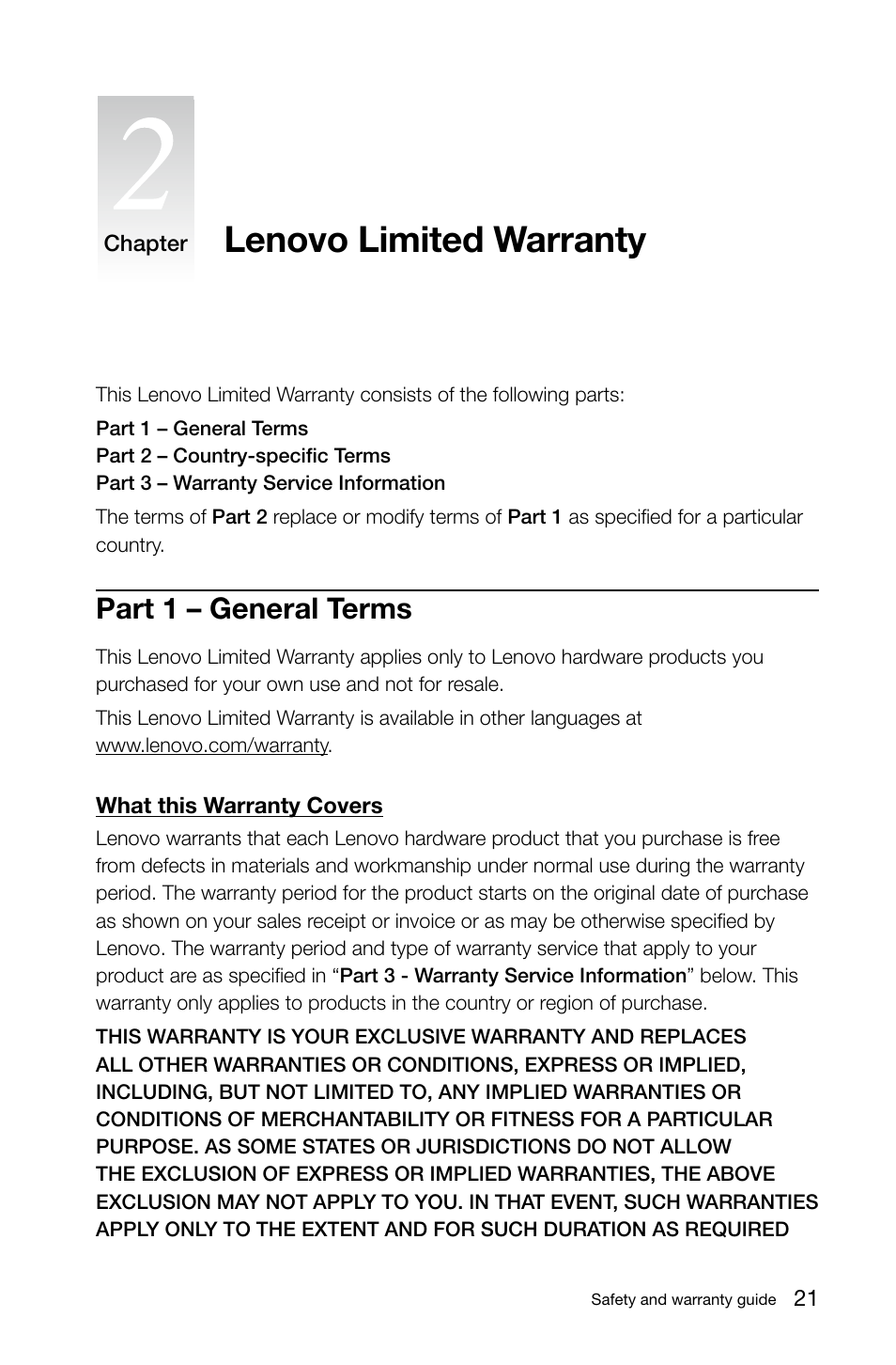 Lenovo limited warranty, Part 1 – general terms | Lenovo S40-40 All-in-One User Manual | Page 26 / 49