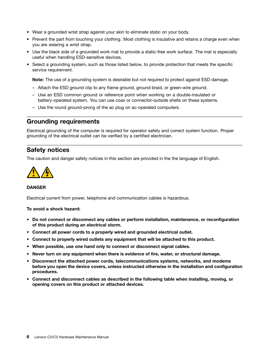 Grounding requirements, Safety notices | Lenovo C225 All-In-One User Manual | Page 10 / 61