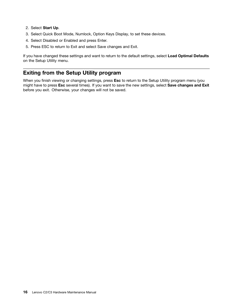 Exiting from the setup utility program | Lenovo C225 All-In-One User Manual | Page 20 / 61