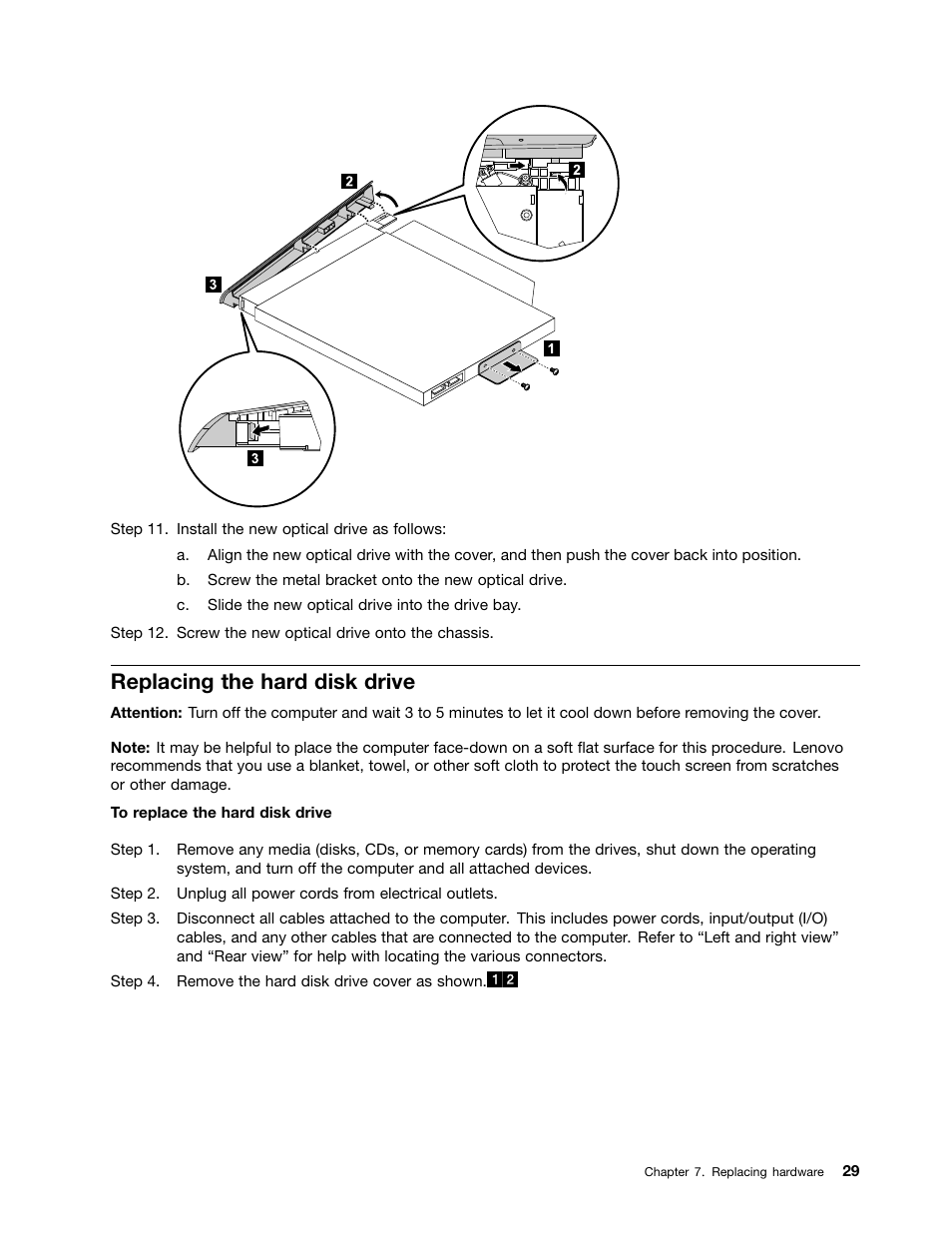 Replacing the hard disk drive | Lenovo C225 All-In-One User Manual | Page 33 / 61