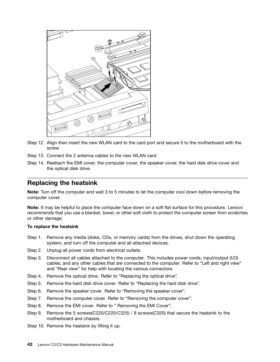 Replacing the heatsink | Lenovo C225 All-In-One User Manual | Page 46 / 61