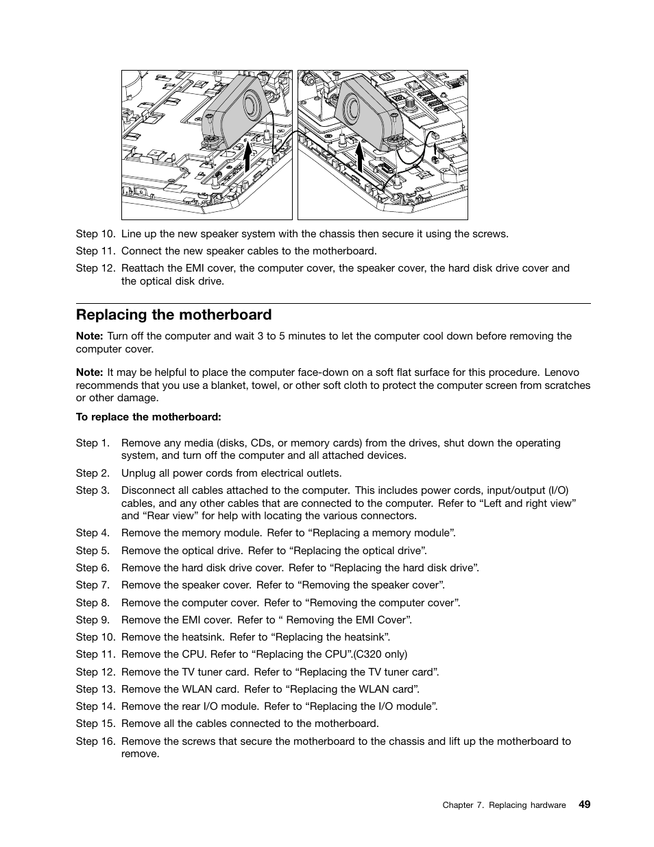 Replacing the motherboard | Lenovo C225 All-In-One User Manual | Page 53 / 61