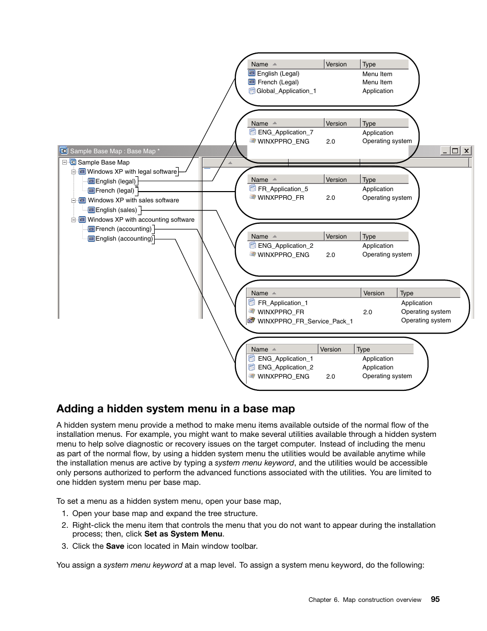 Adding a hidden system menu in a base map | Lenovo ThinkPad SL300 User Manual | Page 109 / 206