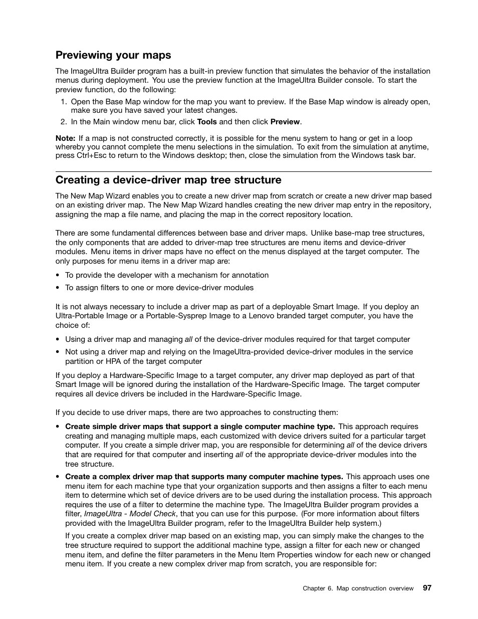 Previewing your maps, Creating a device-driver map tree structure | Lenovo ThinkPad SL300 User Manual | Page 111 / 206