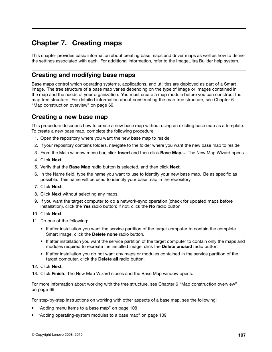 Chapter 7. creating maps, Creating and modifying base maps, Creating a new base map | Lenovo ThinkPad SL300 User Manual | Page 121 / 206