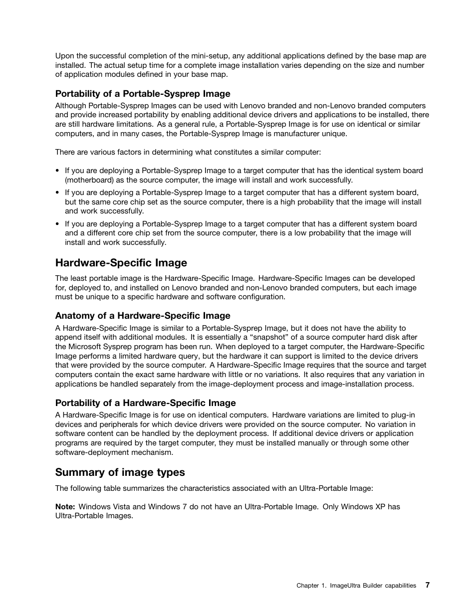 Hardware-specific image, Summary of image types | Lenovo ThinkPad SL300 User Manual | Page 21 / 206