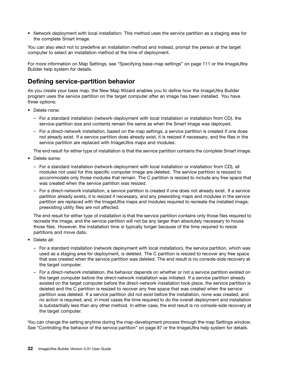 Defining service-partition behavior | Lenovo ThinkPad SL300 User Manual | Page 36 / 206