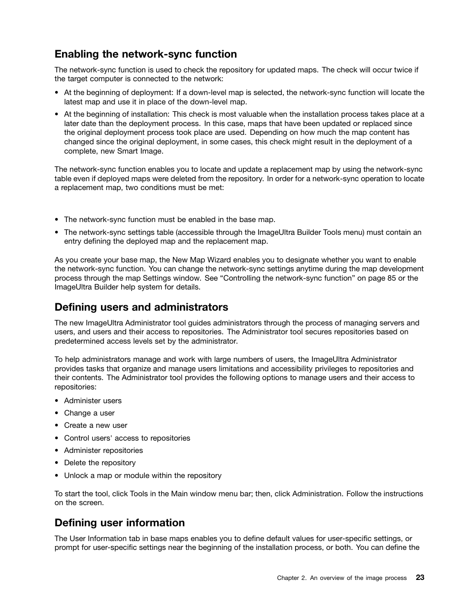 Enabling the network-sync function, Defining users and administrators, Defining user information | Lenovo ThinkPad SL300 User Manual | Page 37 / 206