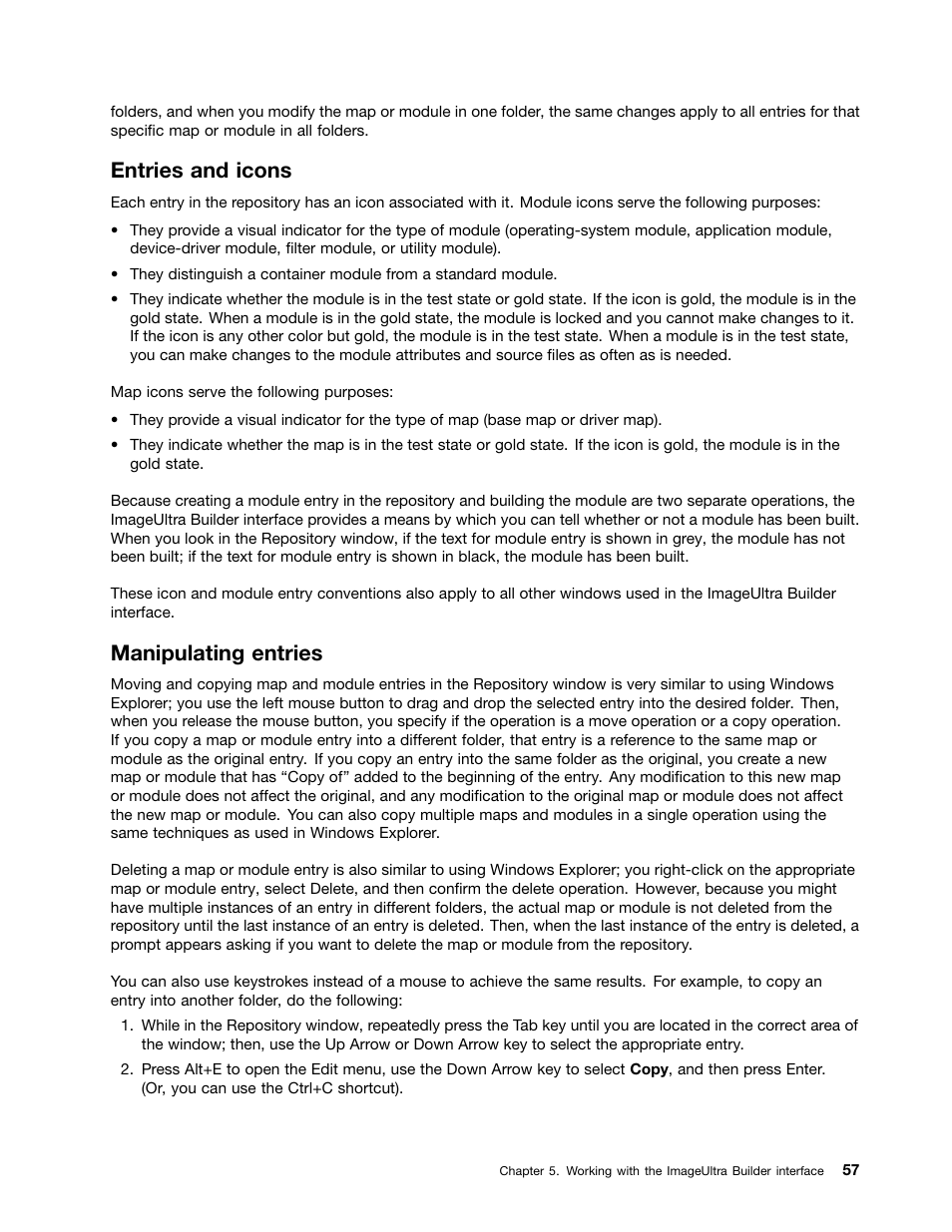 Entries and icons, Manipulating entries | Lenovo ThinkPad SL300 User Manual | Page 71 / 206