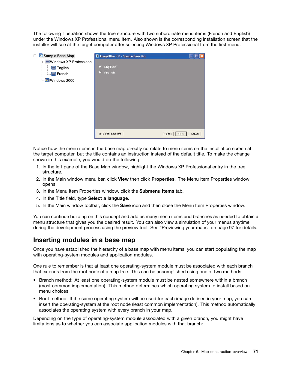 Inserting modules in a base map | Lenovo ThinkPad SL300 User Manual | Page 85 / 206