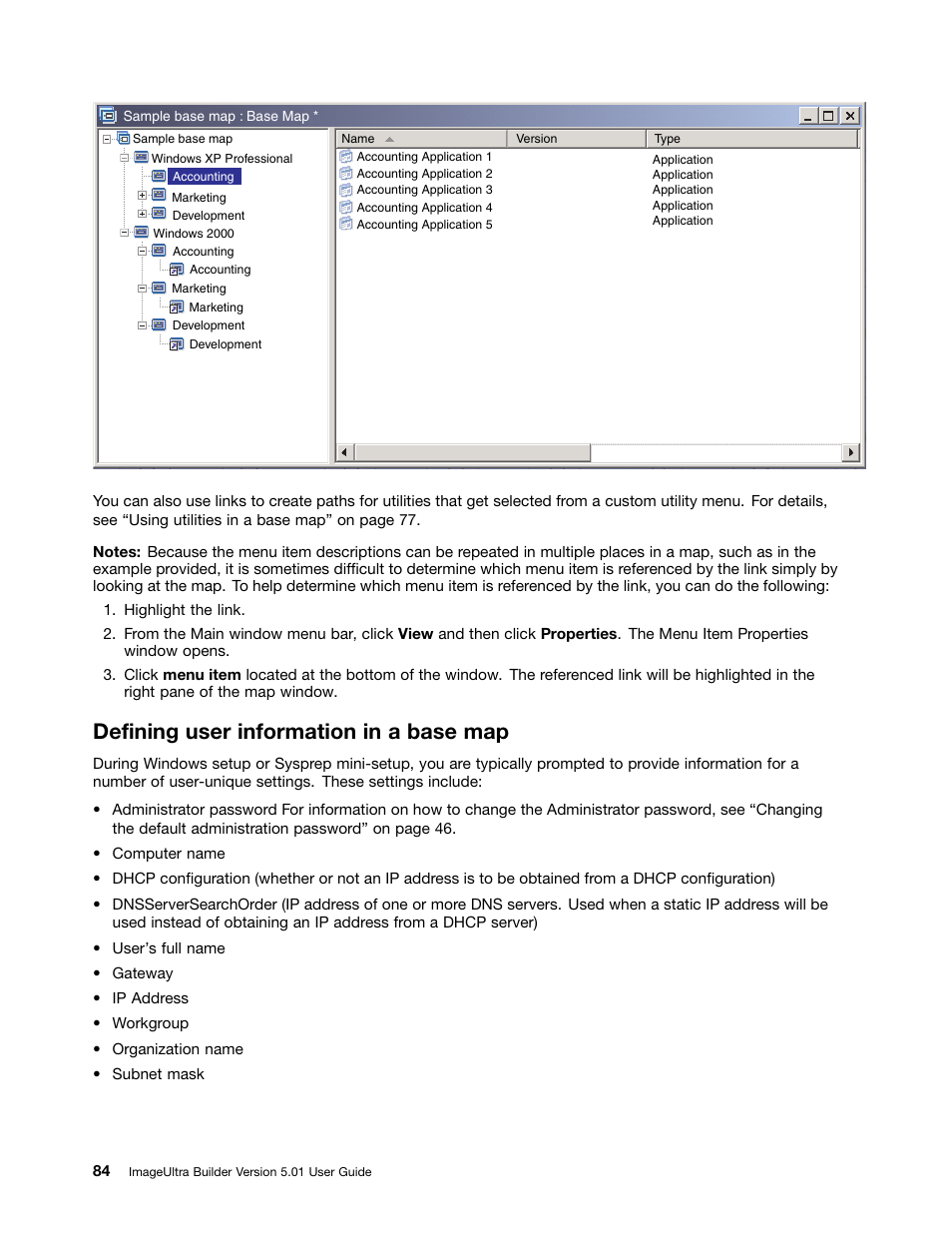 Defining user information in a base map | Lenovo ThinkPad SL300 User Manual | Page 98 / 206