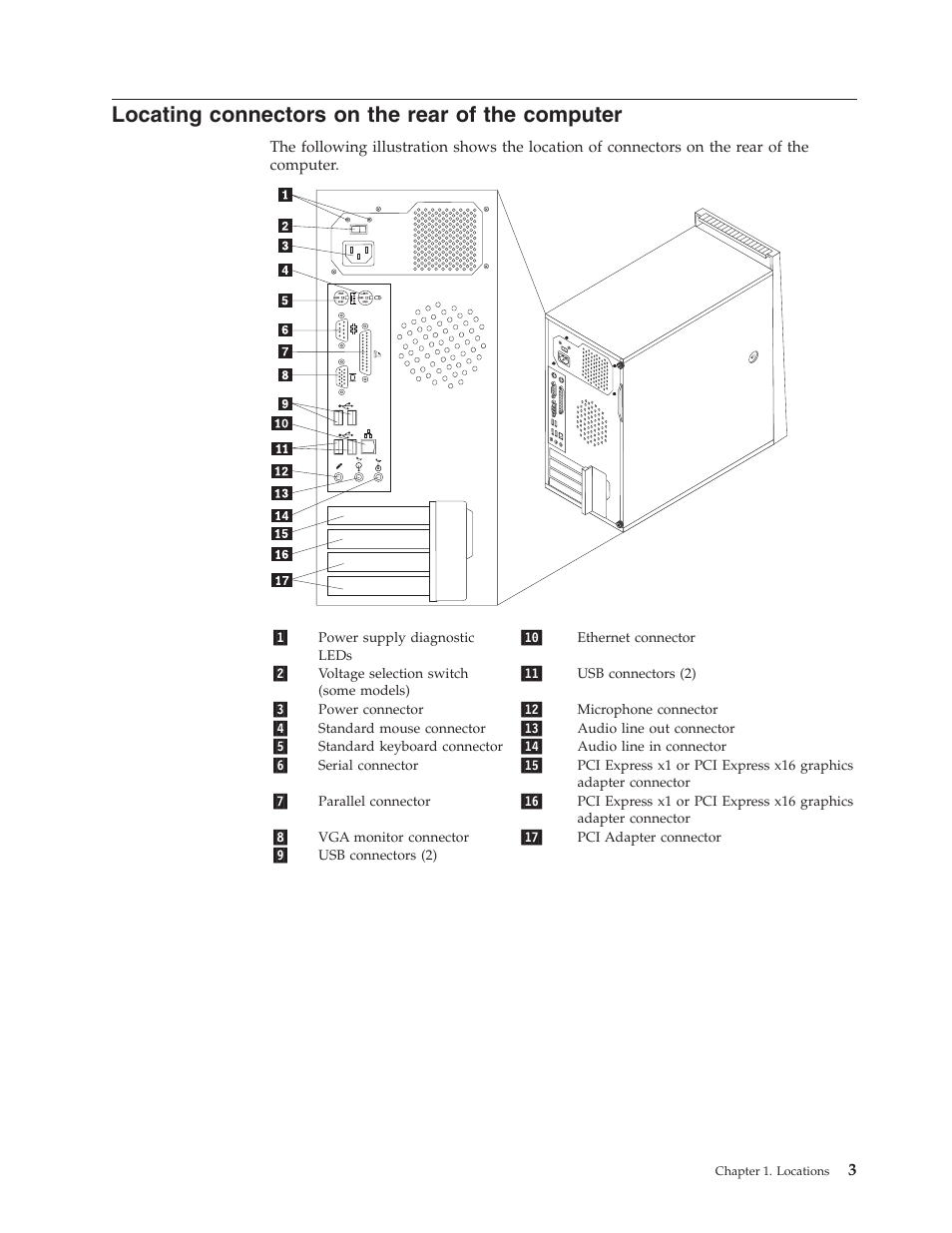Locating connectors on the rear of the computer, Locating, Connectors | Rear, Computer | Lenovo ThinkCentre A60 User Manual | Page 11 / 40