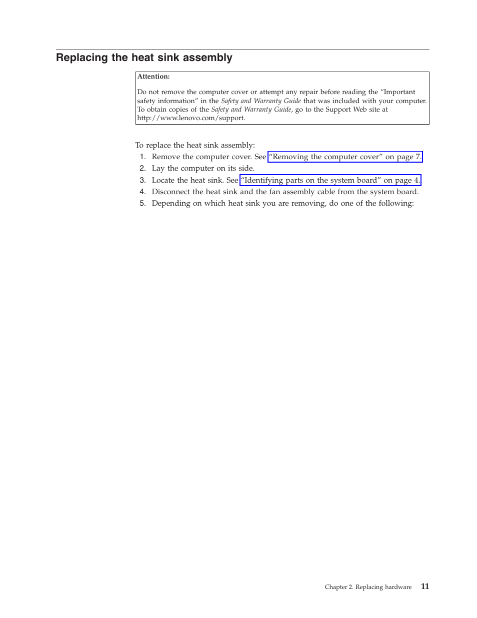 Replacing the heat sink assembly, Replacing, Heat | Sink, Assembly | Lenovo ThinkCentre A60 User Manual | Page 19 / 40