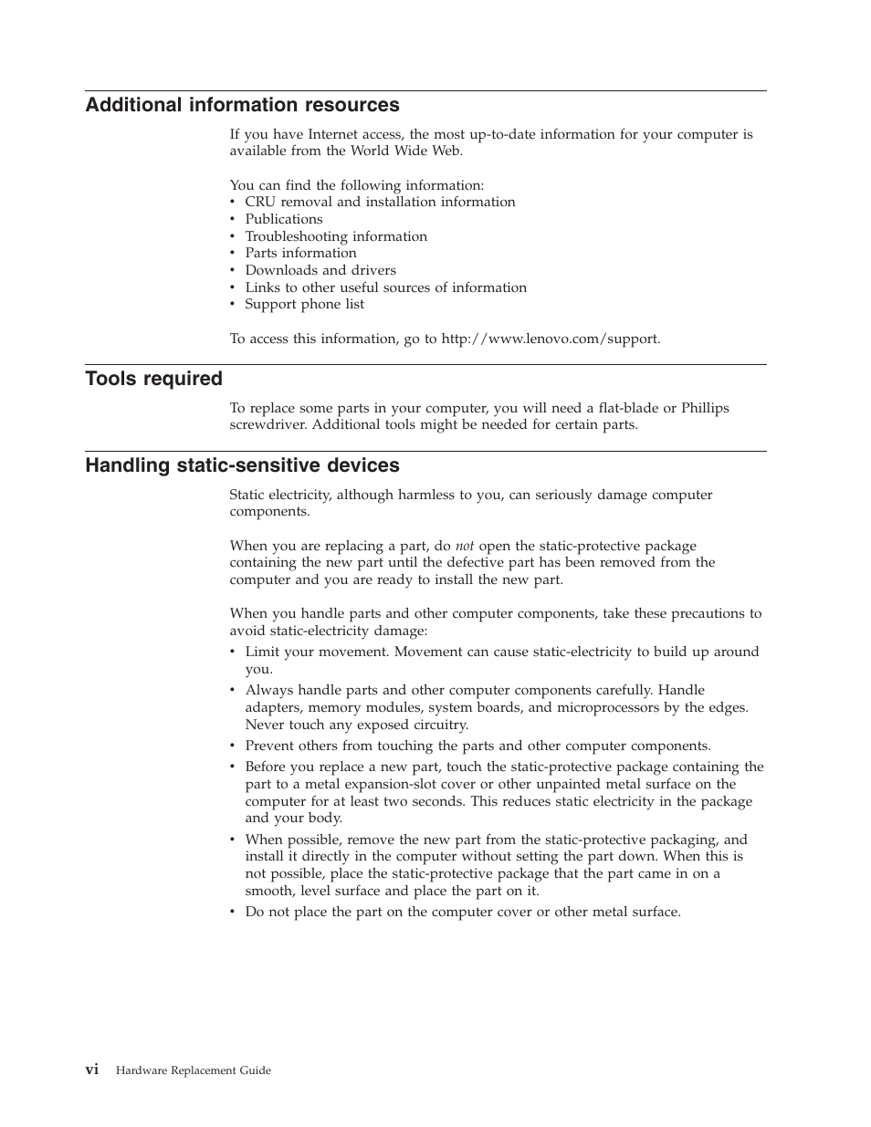 Additional information resources, Tools required, Handling static-sensitive devices | Additional, Information, Resources, Tools, Required, Handling, Static-sensitive | Lenovo ThinkCentre A60 User Manual | Page 8 / 40