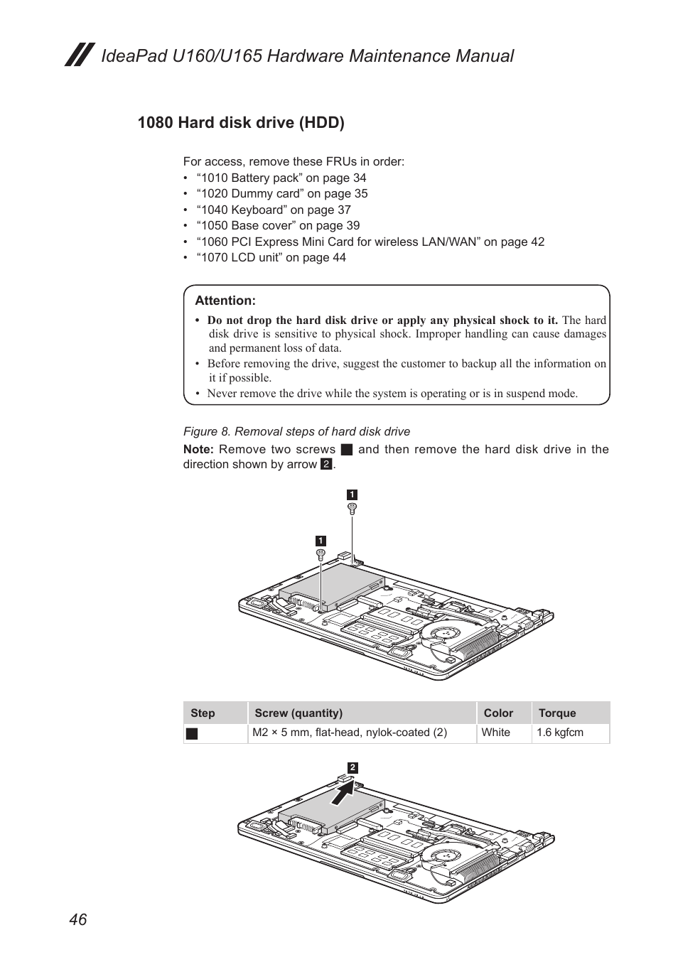 1080 hard disk drive (hdd) | Lenovo IdeaPad U160 User Manual | Page 50 / 81