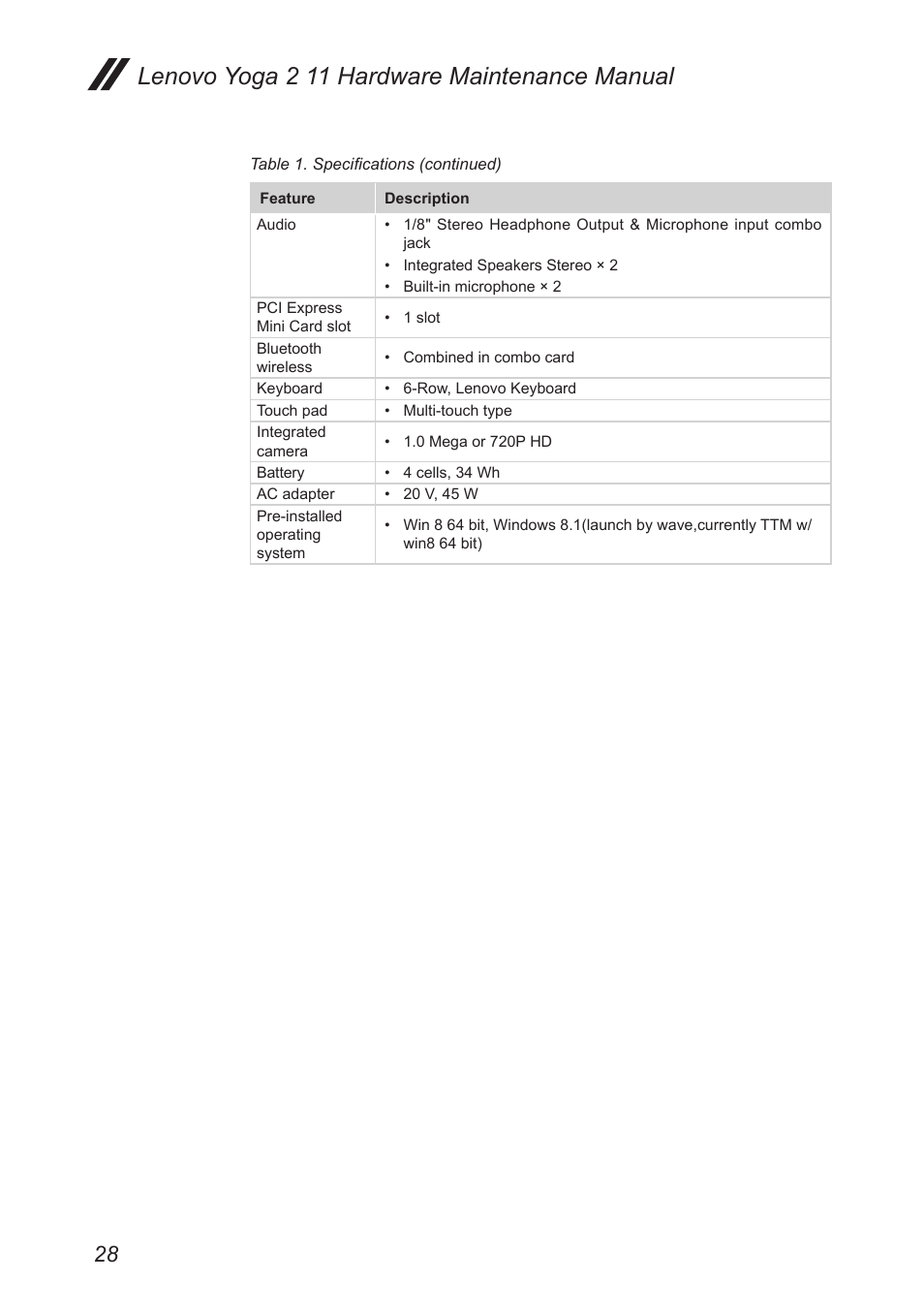 Lenovo yoga 2 11 hardware maintenance manual | Lenovo Yoga 2 11 Notebook Lenovo User Manual | Page 32 / 76