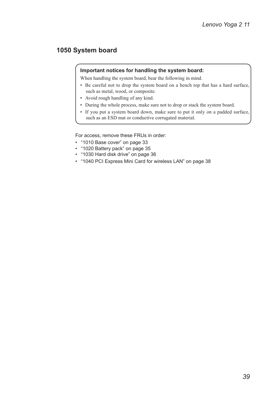 1050 system board | Lenovo Yoga 2 11 Notebook Lenovo User Manual | Page 43 / 76