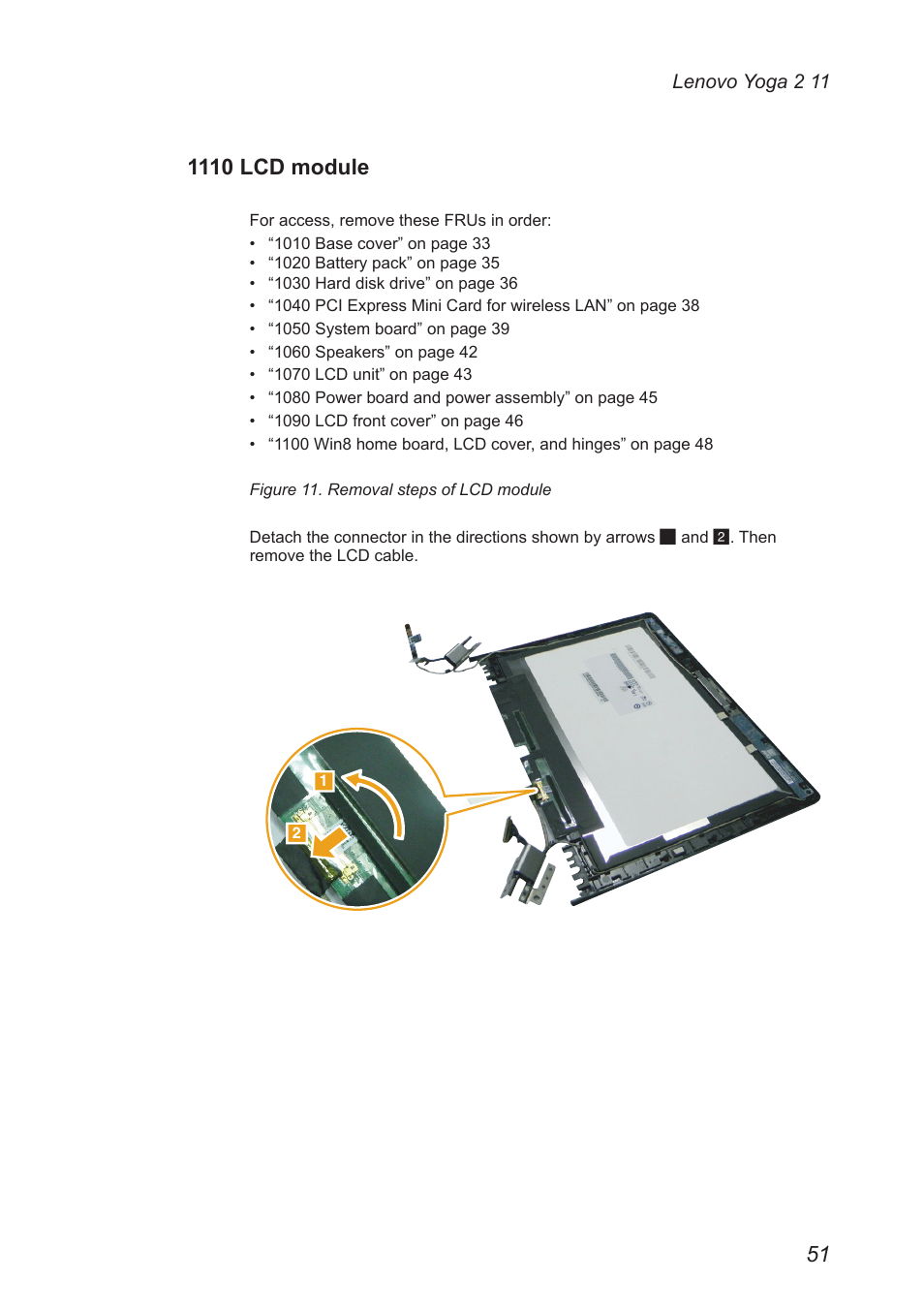 1110 lcd module | Lenovo Yoga 2 11 Notebook Lenovo User Manual | Page 55 / 76