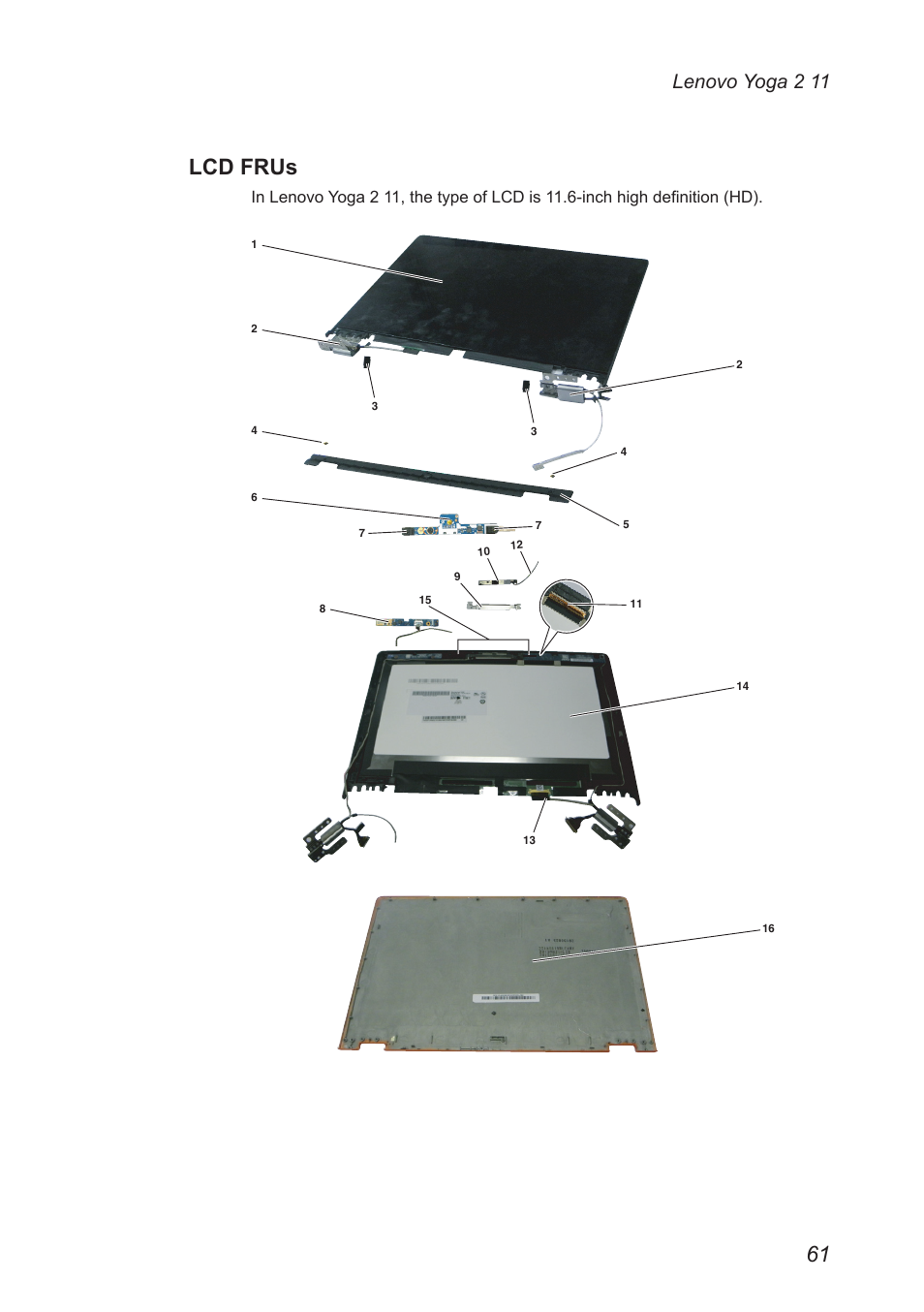 Lcd frus, Lenovo yoga 2 11 | Lenovo Yoga 2 11 Notebook Lenovo User Manual | Page 65 / 76