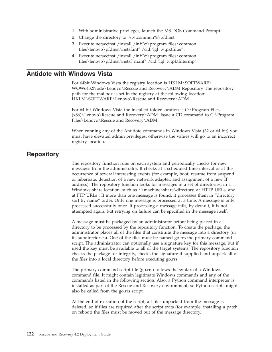 Antidote with windows vista, Repository, Antidote | With, Windows, Vista | Lenovo ThinkPad R50p User Manual | Page 130 / 156