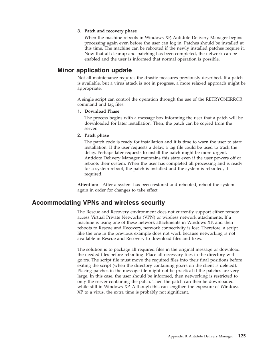 Minor application update, Accommodating vpns and wireless security, Minor | Application, Update, Accommodating, Vpns, Wireless, Security | Lenovo ThinkPad R50p User Manual | Page 133 / 156