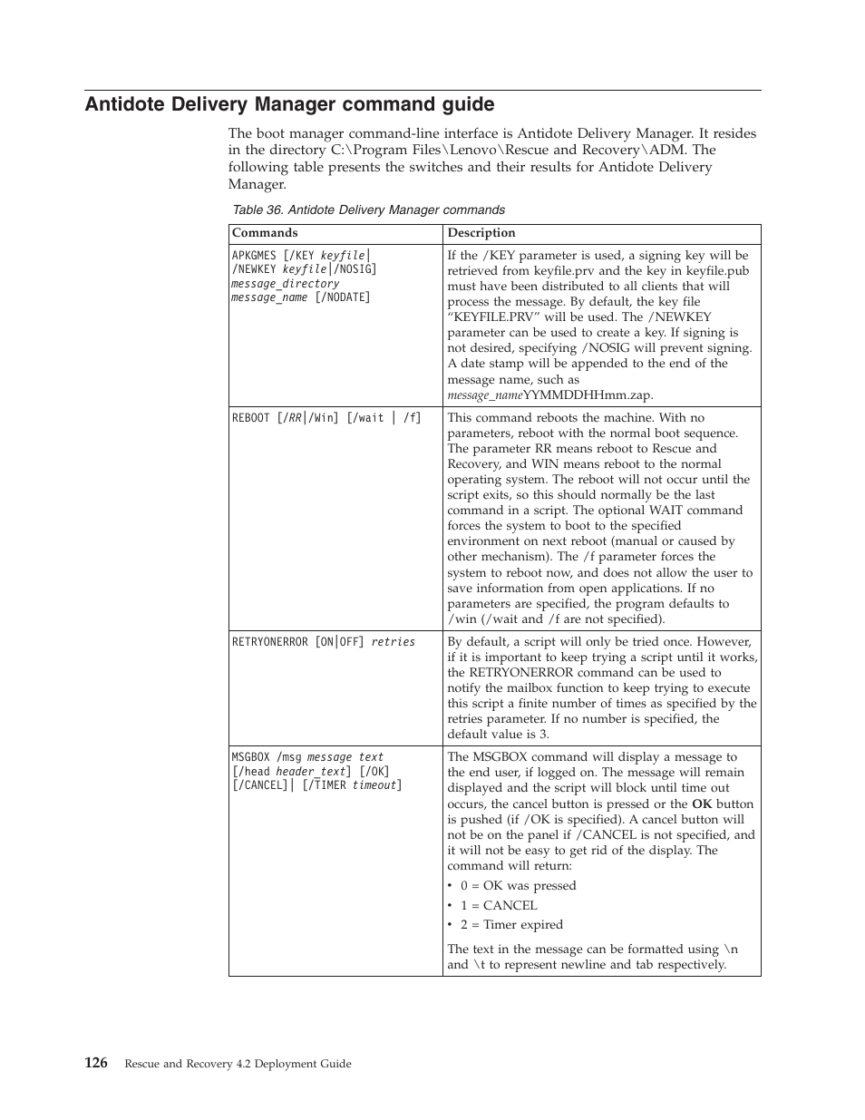 Antidote delivery manager command guide, Antidote, Delivery | Manager, Command, Guide | Lenovo ThinkPad R50p User Manual | Page 134 / 156