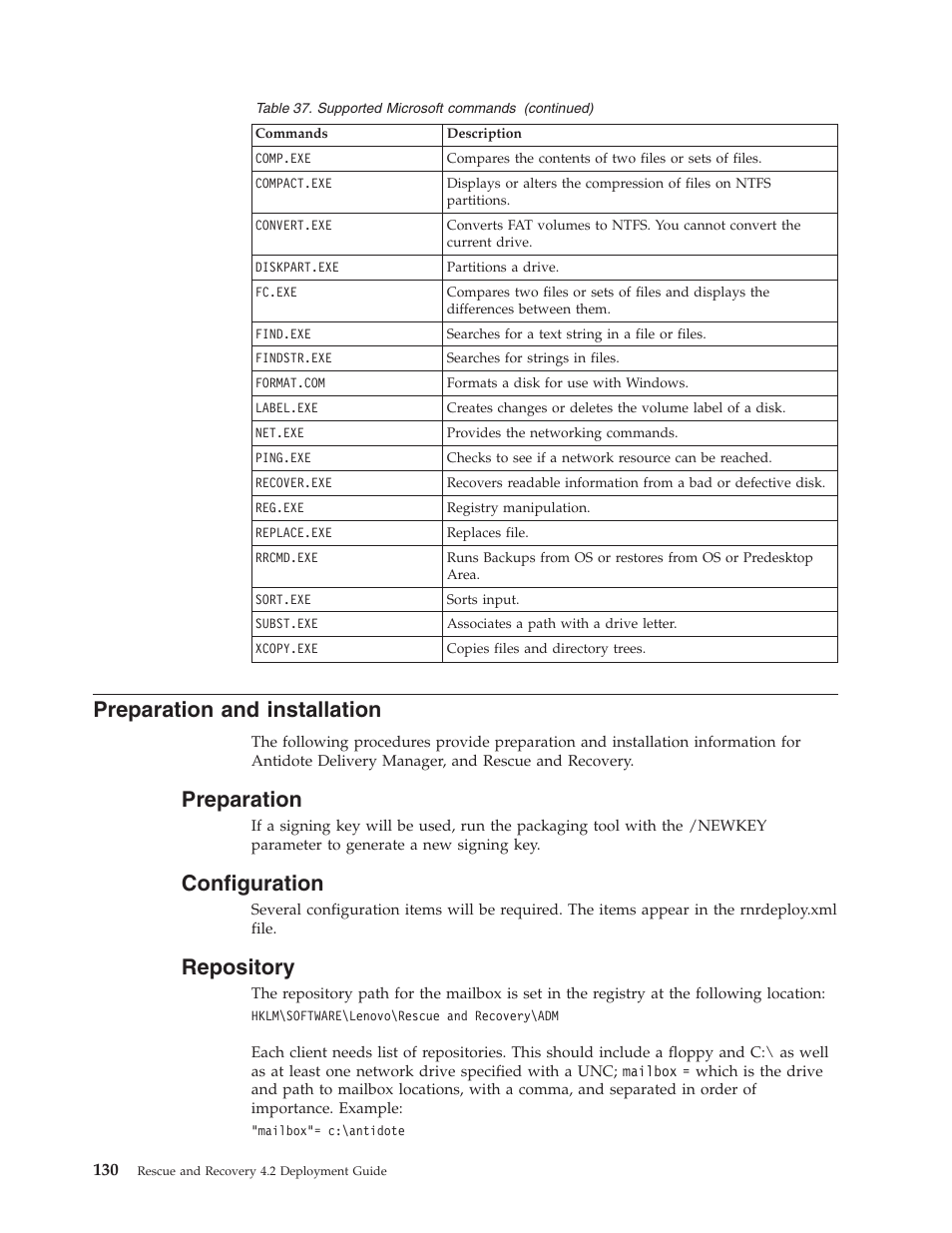 Preparation and installation, Preparation, Configuration | Repository, Installation | Lenovo ThinkPad R50p User Manual | Page 138 / 156