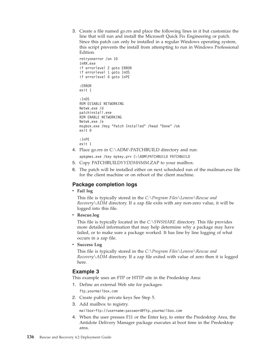 Package completion logs, Example 3, Package | Completion, Logs, Example | Lenovo ThinkPad R50p User Manual | Page 144 / 156