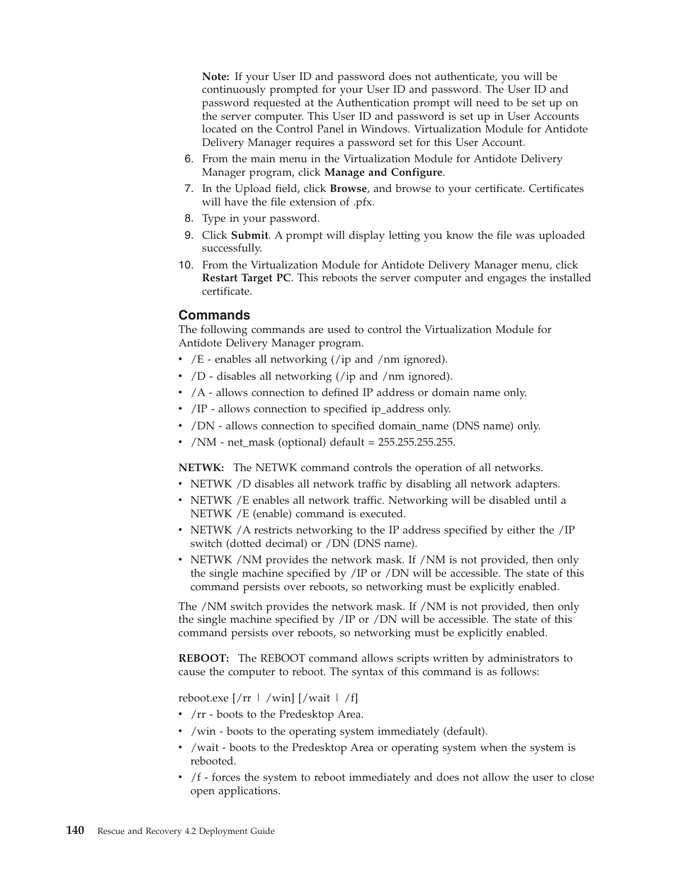Commands | Lenovo ThinkPad R50p User Manual | Page 148 / 156