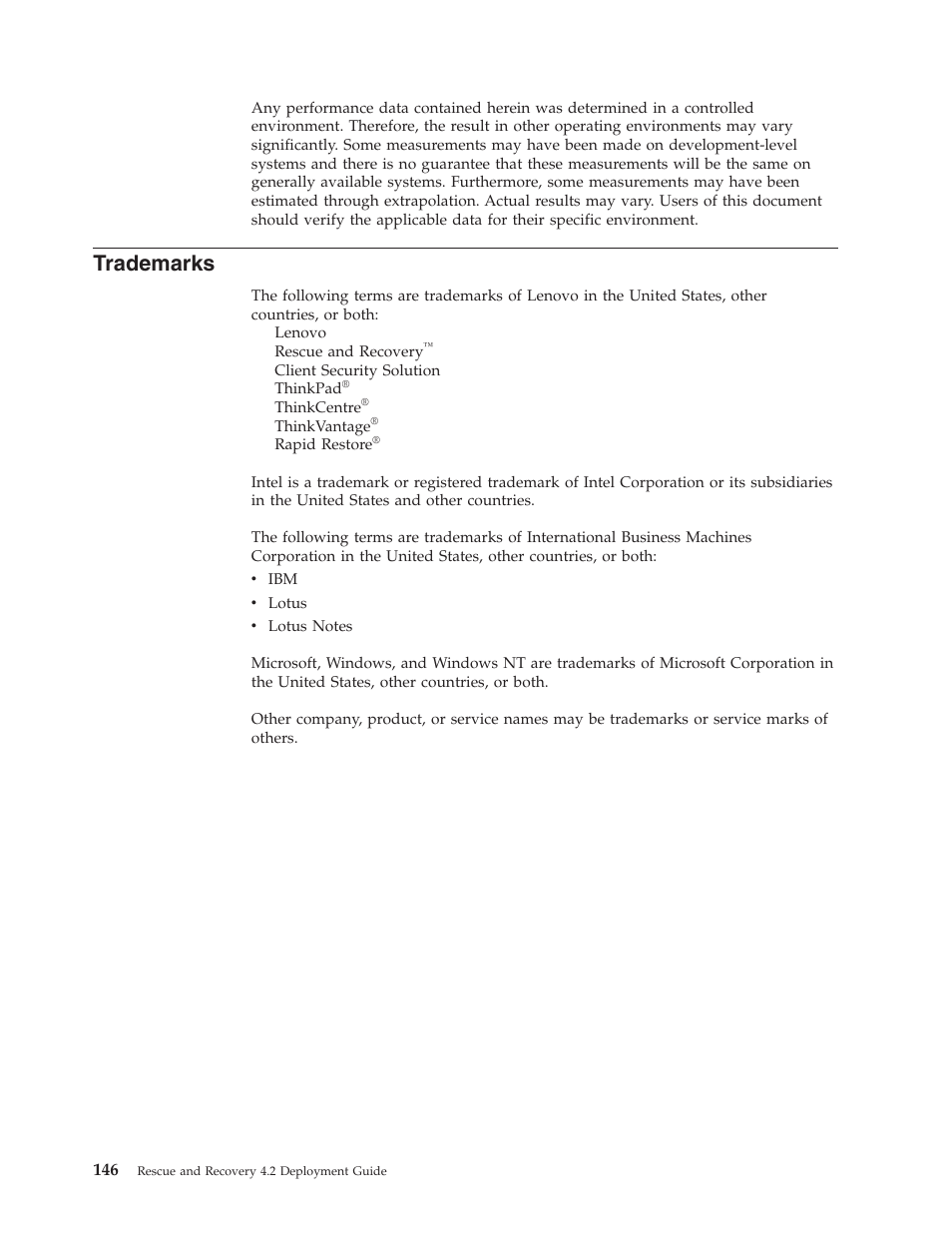 Trademarks | Lenovo ThinkPad R50p User Manual | Page 154 / 156