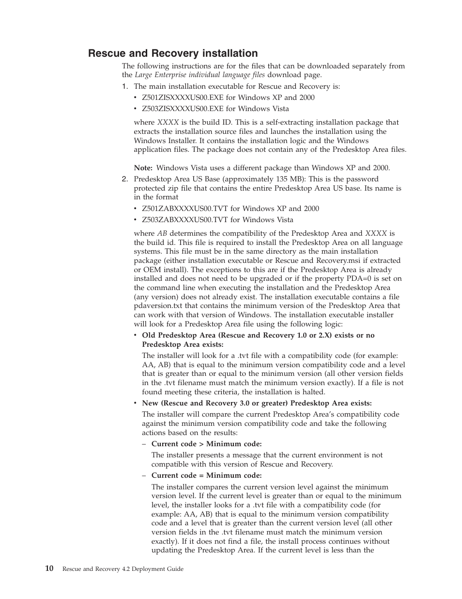Rescue and recovery installation, Rescue, Recovery | Installation | Lenovo ThinkPad R50p User Manual | Page 18 / 156