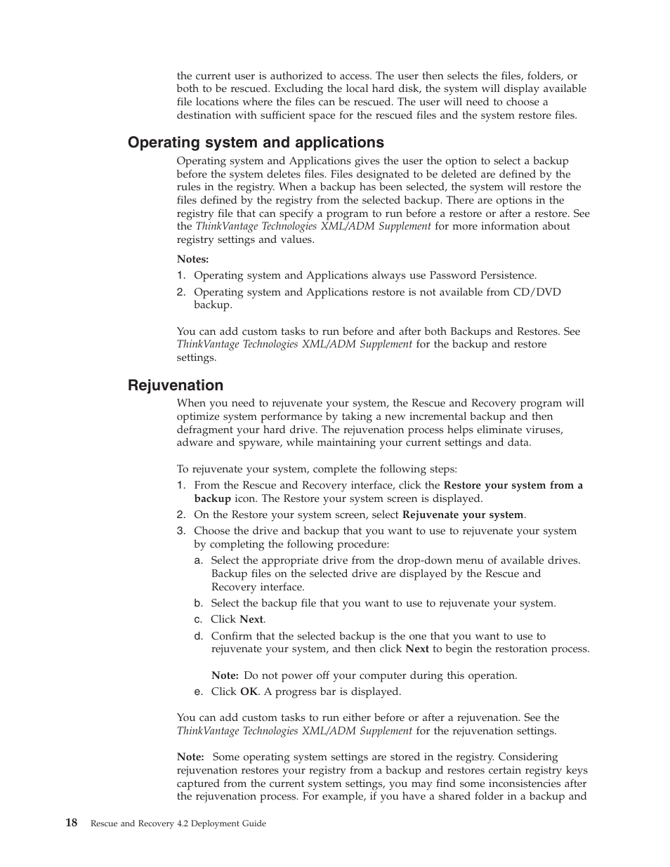 Operating system and applications, Rejuvenation, Operating | System, Applications | Lenovo ThinkPad R50p User Manual | Page 26 / 156