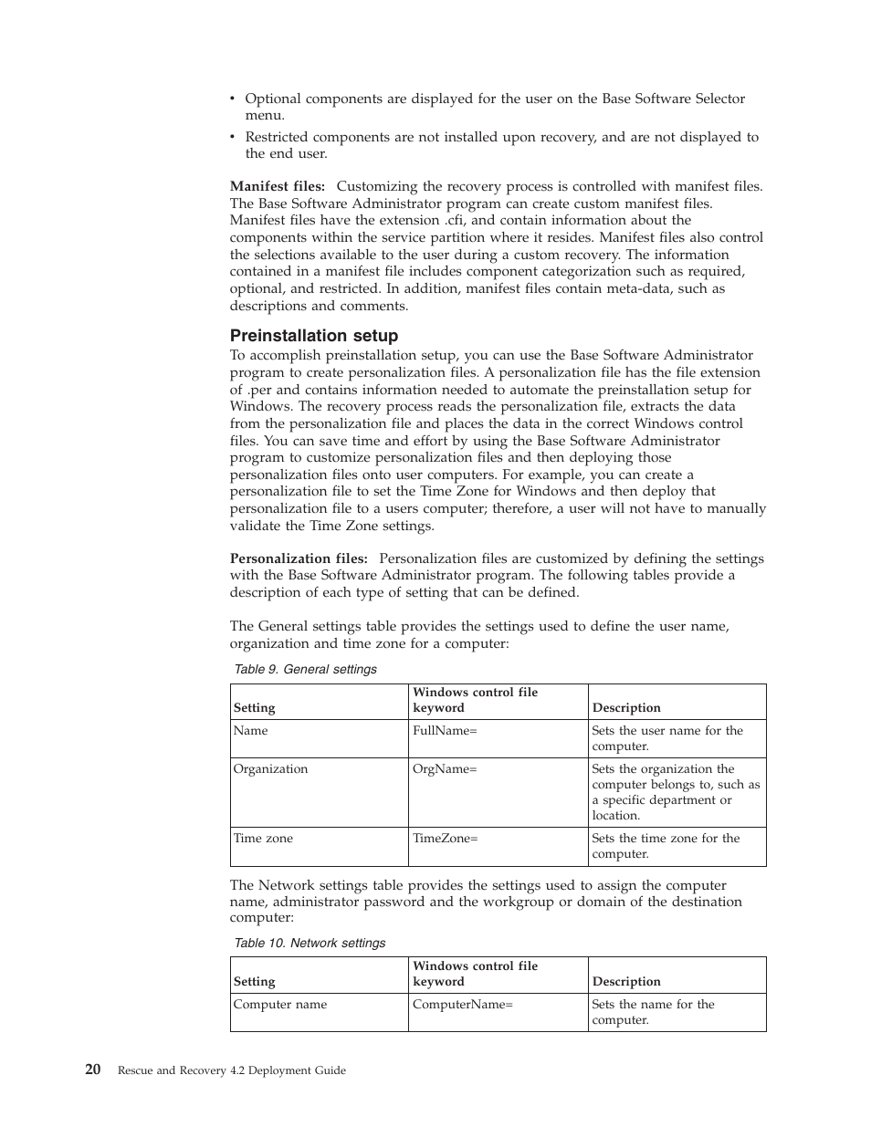 Preinstallation setup, Preinstallation, Setup | Lenovo ThinkPad R50p User Manual | Page 28 / 156