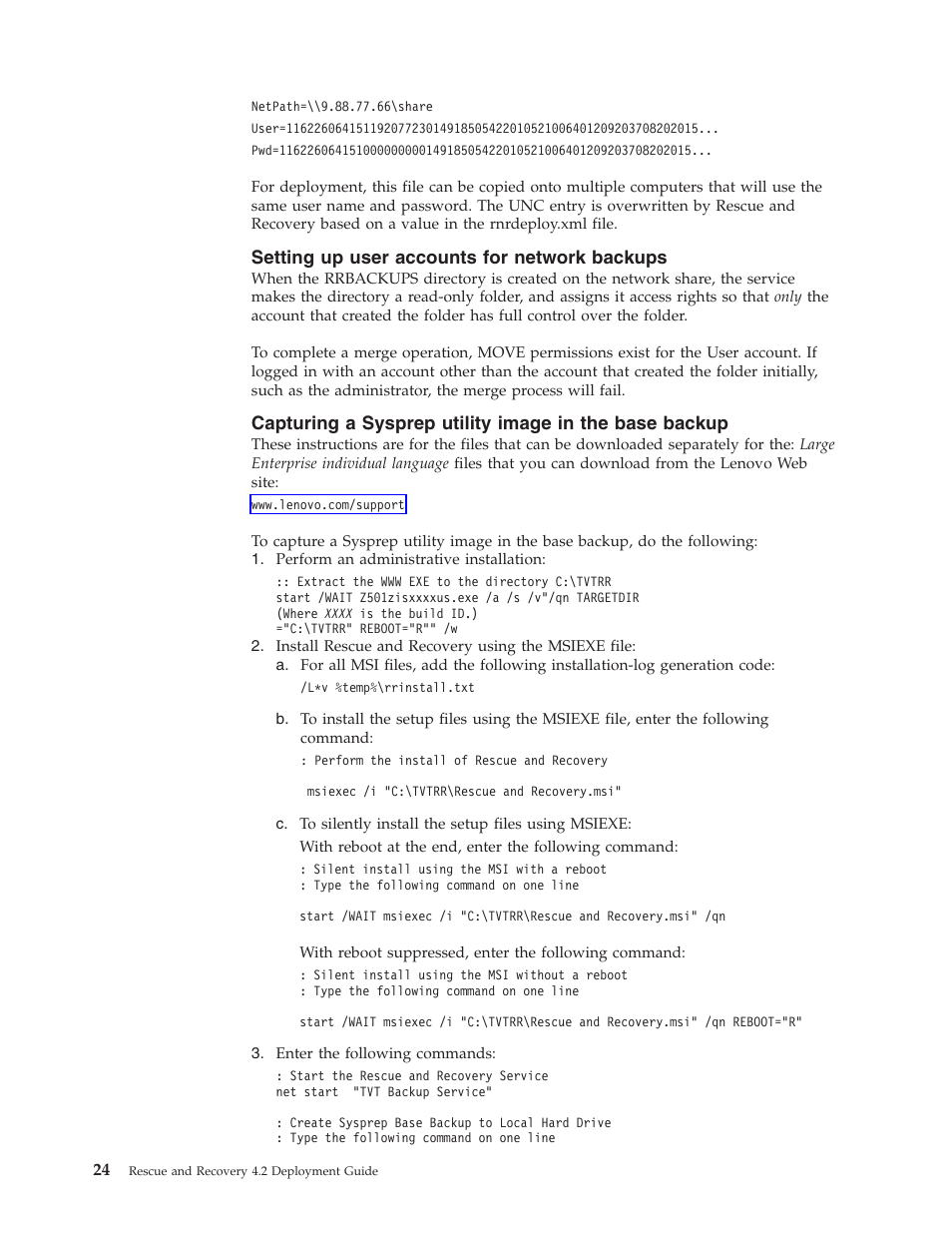 Setting up user accounts for network backups, Setting, User | Accounts, Network, Backups, Capturing, Sysprep, Utility, Image | Lenovo ThinkPad R50p User Manual | Page 32 / 156