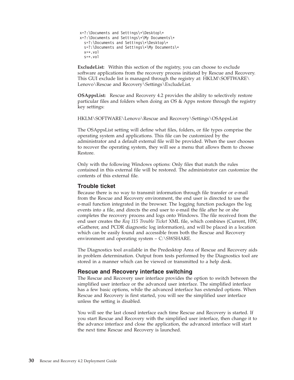 Trouble ticket, Rescue and recovery interface switching, Rescue | Recovery, Interface, Switching, Trouble, Ticket | Lenovo ThinkPad R50p User Manual | Page 38 / 156