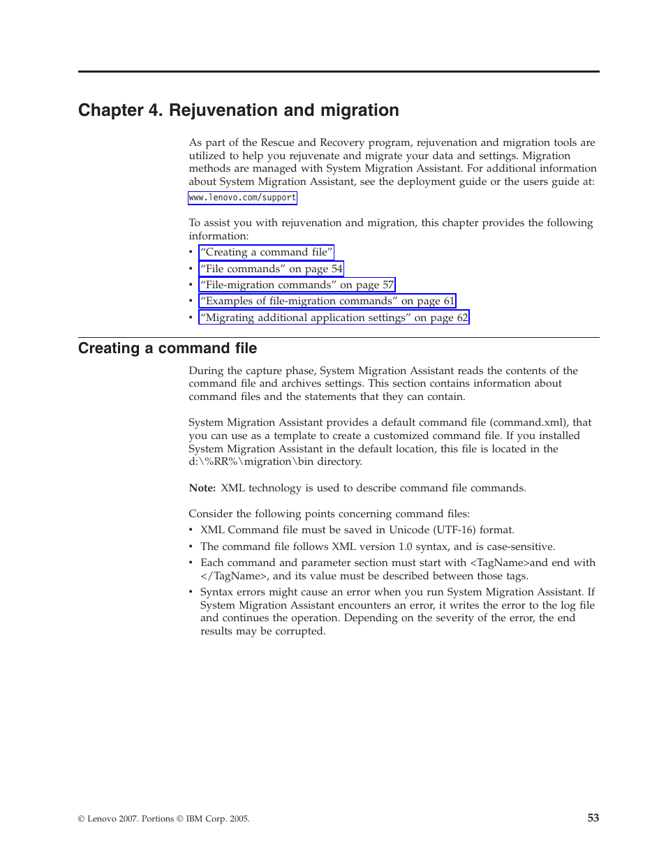Chapter 4. rejuvenation and migration, Creating a command file, Chapter | Rejuvenation, Migration, Creating, Command, File | Lenovo ThinkPad R50p User Manual | Page 61 / 156