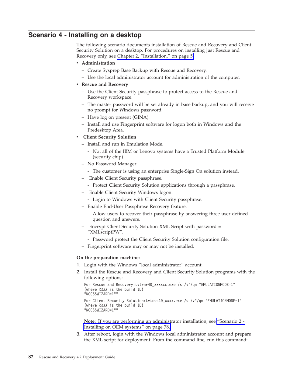 Scenario 4 - installing on a desktop, Scenario, Installing | Desktop | Lenovo ThinkPad R50p User Manual | Page 90 / 156
