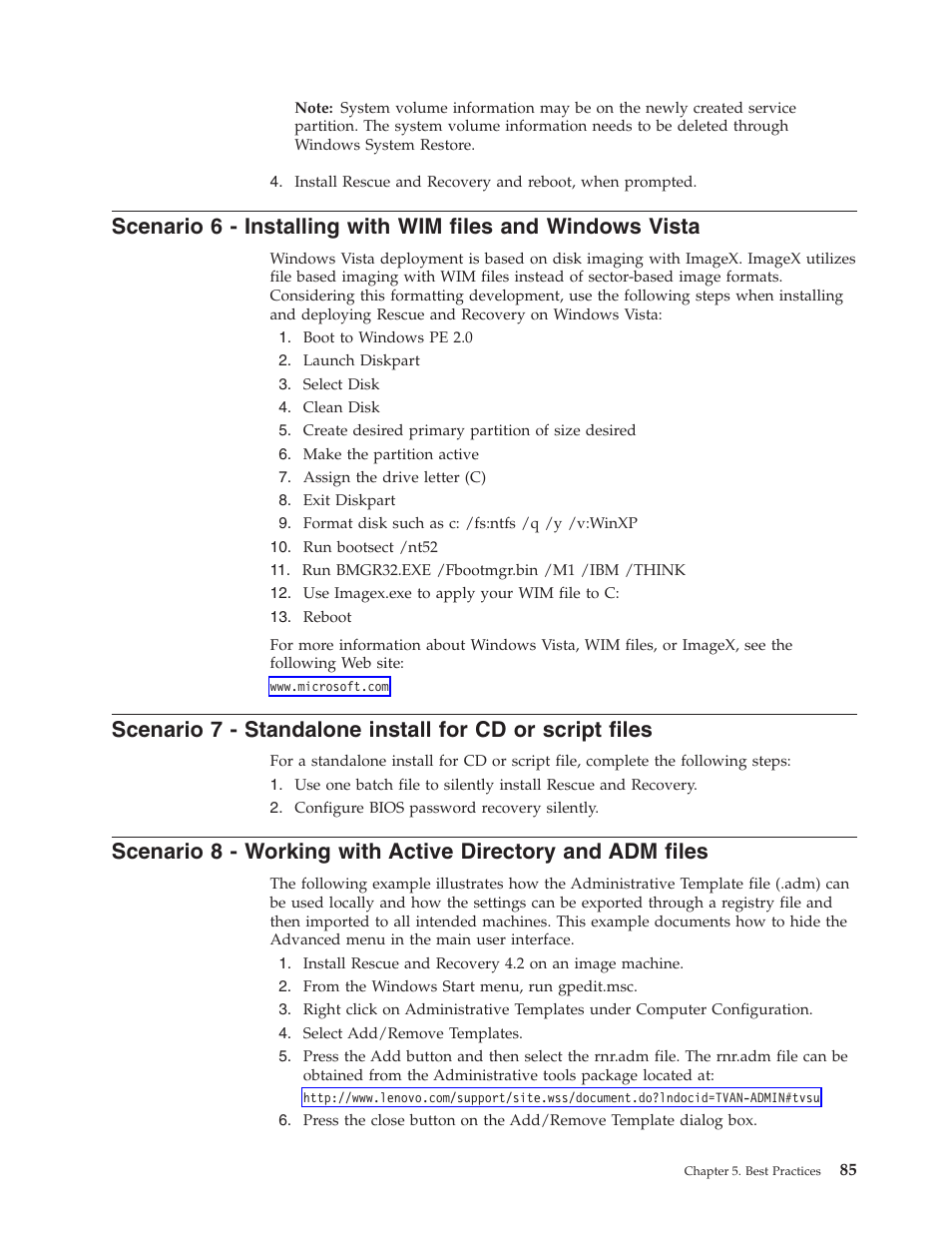 Scenario, Installing, With | Files, Windows, Vista, Standalone, Install, Script, Working | Lenovo ThinkPad R50p User Manual | Page 93 / 156