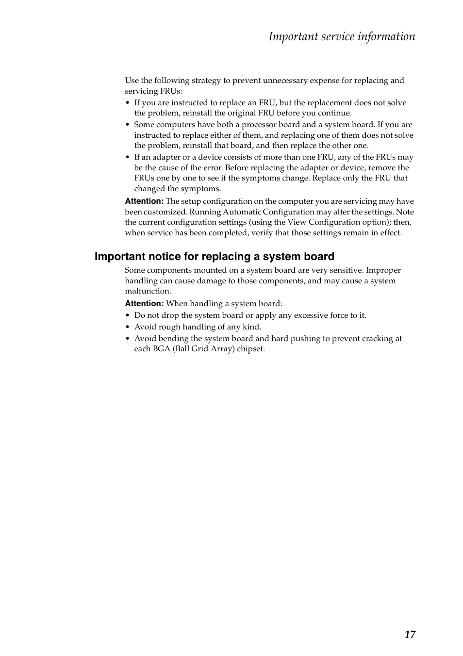 Important notice for replacing a system board, Important service information | Lenovo S6000L Tablet User Manual | Page 21 / 53