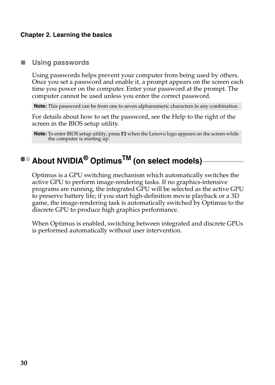 About nvidia® optimustm (on select models), About nvidia, Optimus | On select models) | Lenovo G780 Notebook User Manual | Page 34 / 59