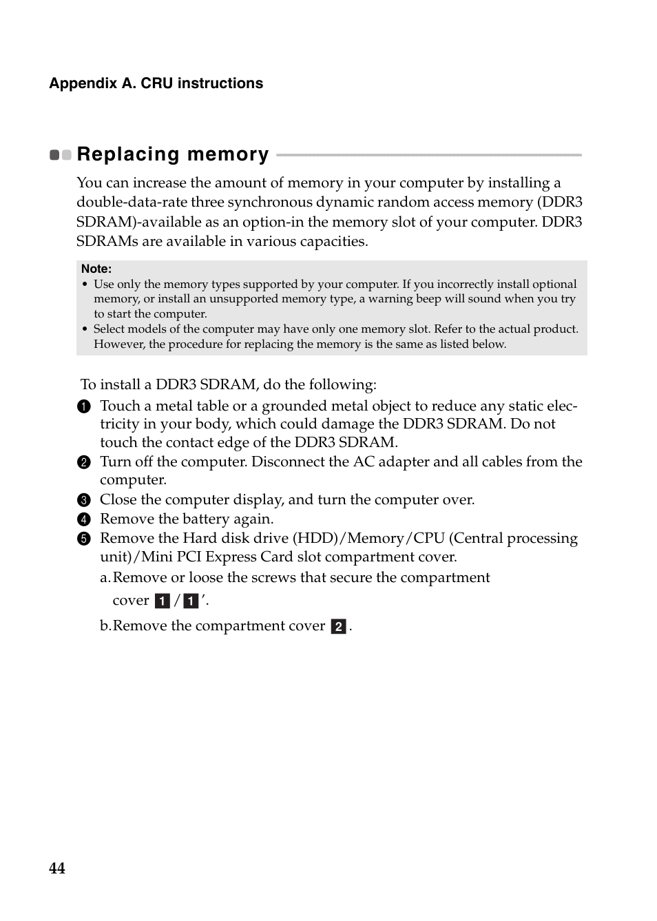 Replacing memory | Lenovo G780 Notebook User Manual | Page 48 / 59