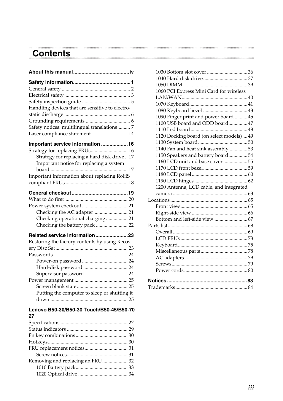 Lenovo B50-30 Notebook User Manual | Page 3 / 88