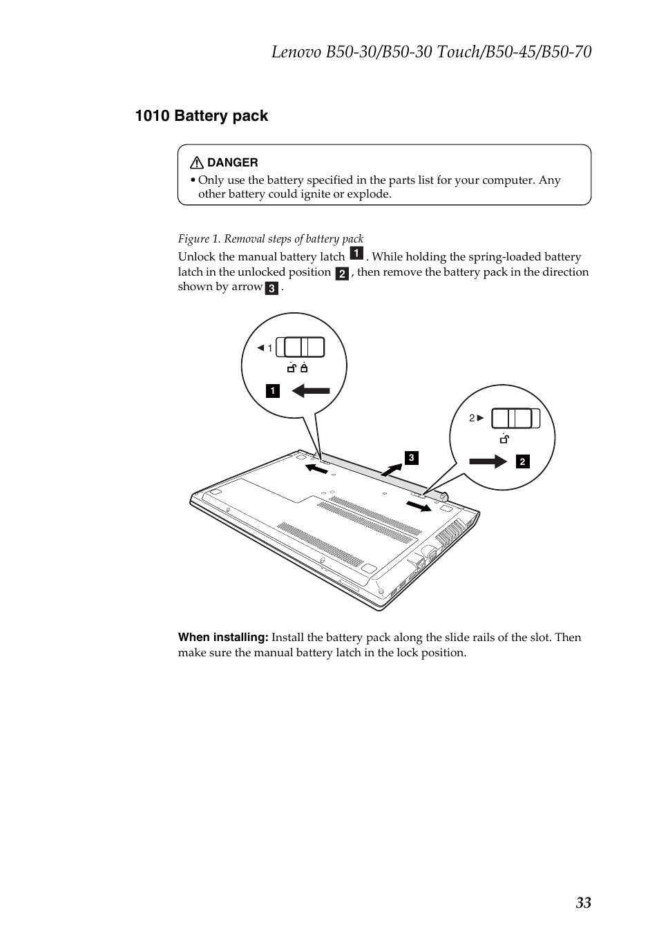 1010 battery pack | Lenovo B50-30 Notebook User Manual | Page 37 / 88