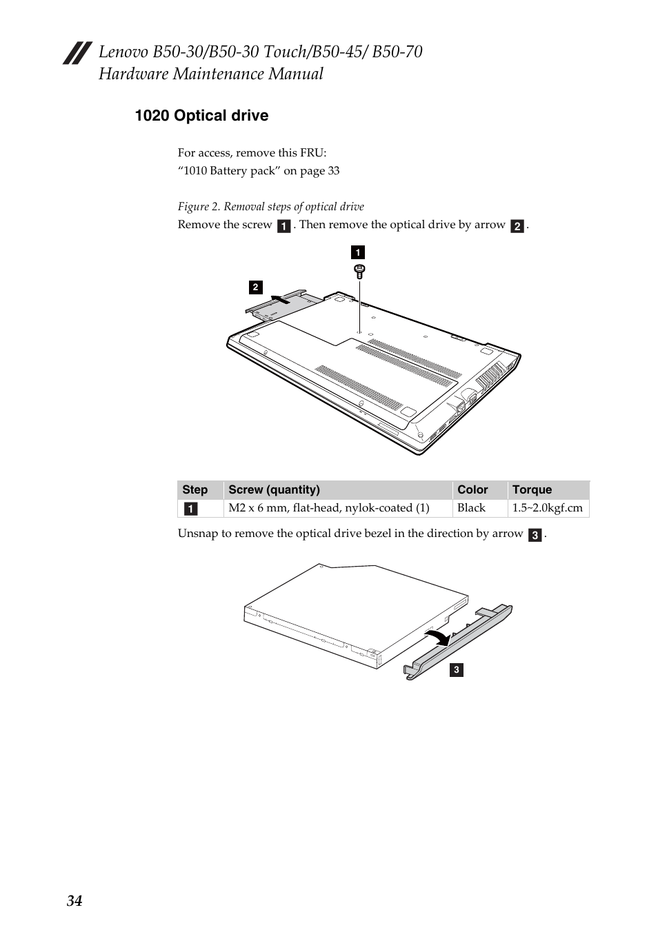 1020 optical drive | Lenovo B50-30 Notebook User Manual | Page 38 / 88